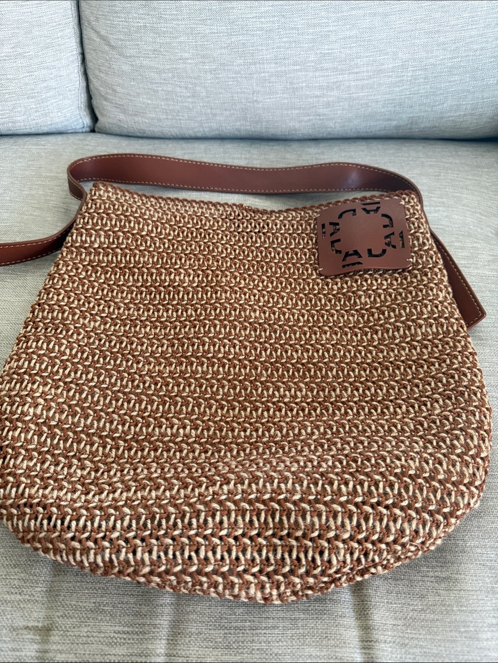Adolfo Dominguez Woven Shoulder Bag in Tan and Brown - Picture 8 of 8